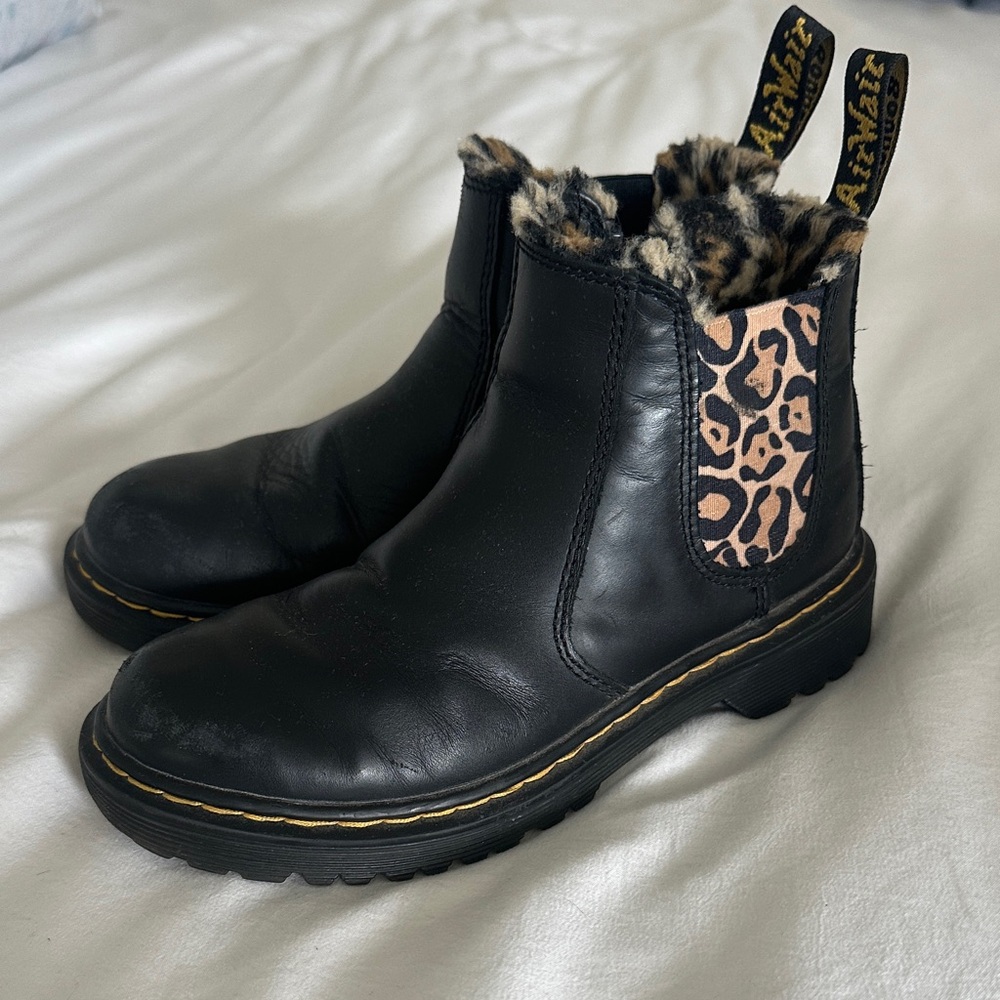 Dr. Martens Black and Leopard Kids Boots